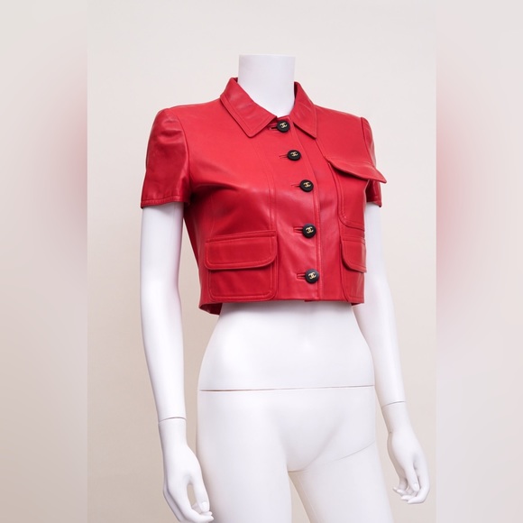 Chanel Red Leather Jacket from 1995 - Picture 3 of 7